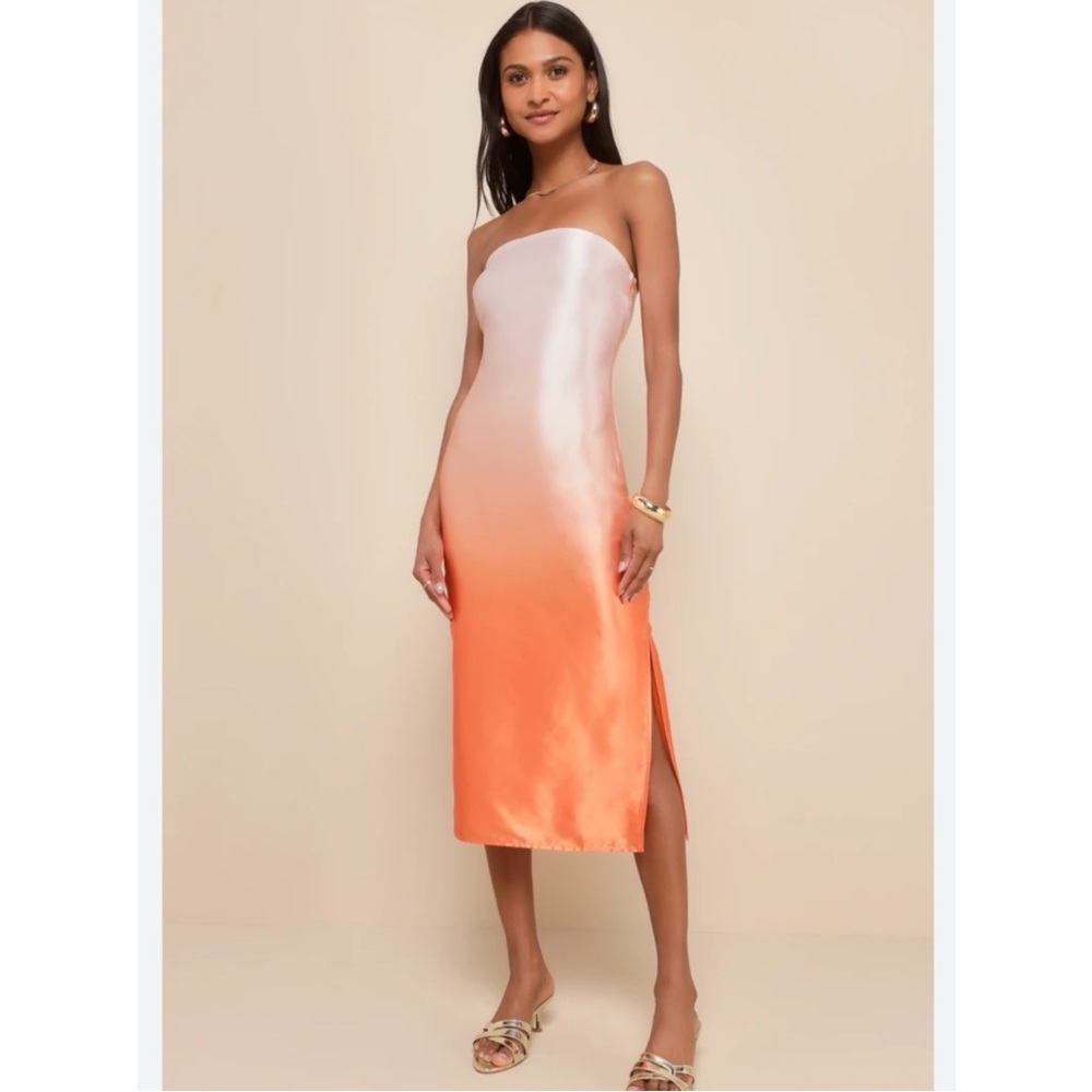 New w/tags Lulus Elegant Ombre Strapless Square Neck Fitted Dress Sz  Small